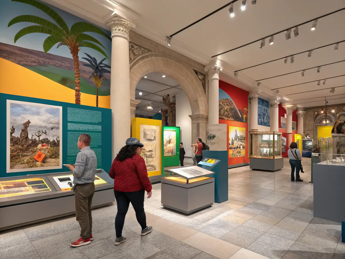 A digital rendering of a virtual museum tour, showcasing interactive elements and accessibility features for remote visitors.